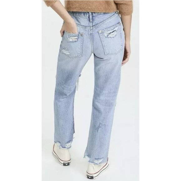 WE The FREE PEOPLE NWT Tapered Baggy Boyfriend High Rise Jeans Sz 31 Distressed - Picture 2 of 15